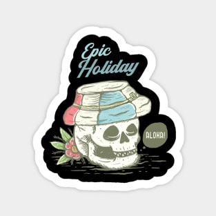 Summer epic holiday skull illustration Sticker